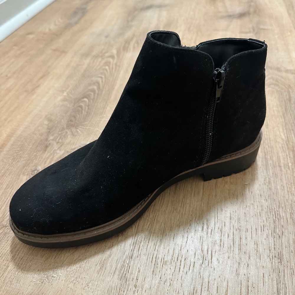 Esprit | Women's Black Faux Suede Lug Sole Ankle Boots Side Zip Boot Shoes, 8.5 - Picture 4 of 7